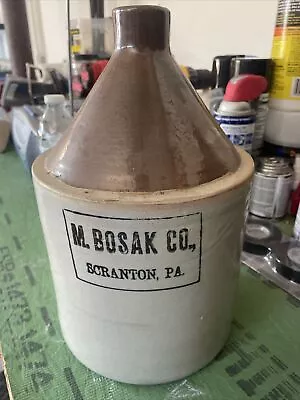 M BOSAK Co SCRANTON Pa Antique Stoneware Jug Early 1900s Whiskey Bottle • $160