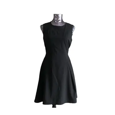 $38 • Buy Z Spoke Zac Posen Fit Flare Sleeveless Seam And Pleat Detail Black Dress Size 2