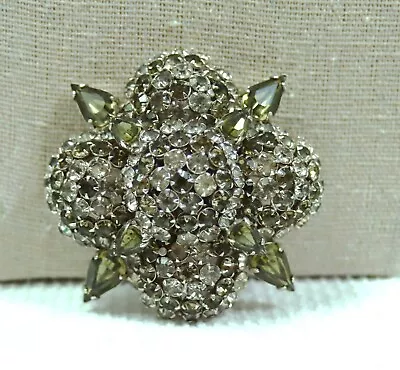 Elaborate Vintage Kramer Domed Tiered Layered Prong Set Rhinestone Pin Brooch • $72