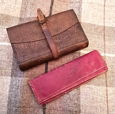 Vintage Leather Fly Fishing Wallet With Some Flies + Another Similar Case • $35.36