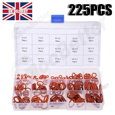 225Pcs Red Silicone O Rings Gasket Kit Set Food Grade Silicone VMQ Seal Washer • £7.26