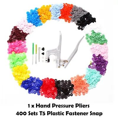 KAM Snaps 400pcs T5 Plastic Buttons Stubs Poppers Fastener Snap Pliers • £18.69