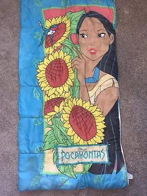 VIntage 90s Disney Pocahontas Sleeping Bag Youth Sized Slumber Party 30x57 • $34.99