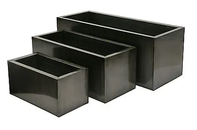 Zinc Outdoor Metal Planters Trough Veg Herb Plant Black Flower Bed Galvanised • £87.98