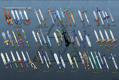 Legend Of Zelda Chronology Of Swords Poster 24x36 Inches • $20