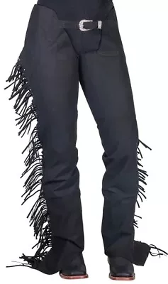 Western Equitation Show Chaps - Black Synthetic Suede -Elastic Fit - XSSMLXL • $87.90