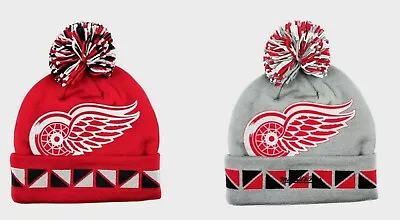 DETROIT RED WINGS 2 FACE CUFFED KNIT BEANIE HAT SKI CAP By MITCHELL & NESS NEW • $11.98