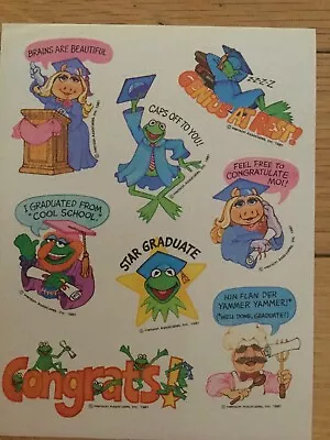 Vintage Hallmark Sticker Sheet 1981 Muppets Jim Henson Graduation Graduate • $4.35