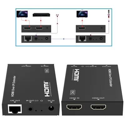 HDMI Over IP Network Extender HDMI Transmitter 150M Encoder Decoder LAN Extensor • $41.74