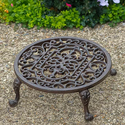 Woodside Round Cast Iron Indoor/Outdoor Heavy Duty Garden Plant Pot Stand 11inch • £24.99