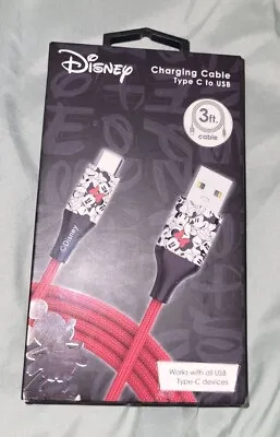 Disney Mickey & Minnie Mouse Charging Cable Type C To USB 3 Ft • $21