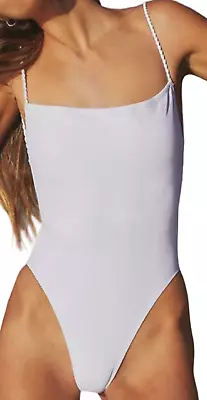 Agua Bendita Free People White Kali Strappy One Piece Swimsuit Rope Straps Sz L • $54.99