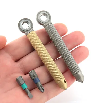 Titanium Brass S2 Steel Multi Tools Card Screwdriver Pocket Outdoor Keychain EDC • $12.61