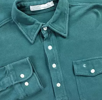 Criquet Pocket Polo Shirt Men's Sz S Green Long Sleeve Pique Cotton Golf Rugby • $34.97