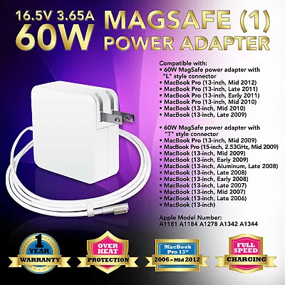 New Battery Charger For 60W 16.5V 3.65A APPLE MacBook PRO AC Power Adapter A1278 • $13.95