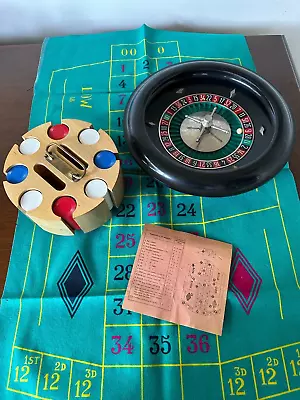 Vintage 8”  Roulette Wheel With Wooden Chip Wheel Mat & Instructions • $14.99