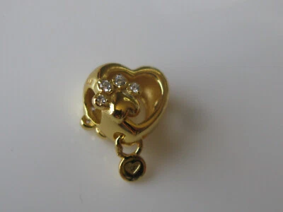$60.76 • Buy Authentic PANDORA Hearts & Paw Print Dangle Charm STERLING SILVER GOLD PLATED