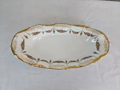 Wanamaker's J. Pouyat Limoges 13 3/4” Decorative FLOWER GARLAND Oval Bowl ~1903 • $60