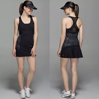 Lululemon Ace Dress Tennis Size 4 Scratch Match Black Multi W8660S Mesh Cut Out • $77.98