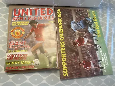 Vintage 1980's Man Utd Supporter Souvenir Calendar 1984 & Poster 1982 Red Devils • £4.99