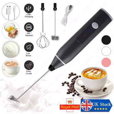 £9.99 • Buy Electric Milk Frother Rechargeable 3-Speed Double Whisk Mixer Stirrer Egg Beater