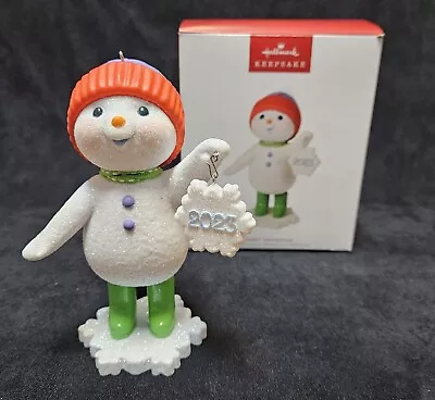 New SWEET SNOWMAN Ornament HOLDER 2023 Hallmark Keepsake NIB Large Glitter • $17