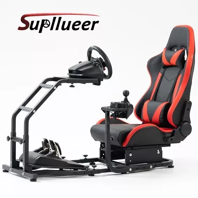 Supllueer Racing Simulator Cockpit Adjustable With Red Seat Fit Logitech G923 • £259.99