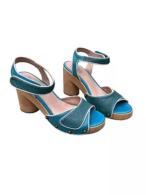 Miz Mooz Ronnie Womens US 9.5 Blue Chunky Sandals Platform Shoes • $45