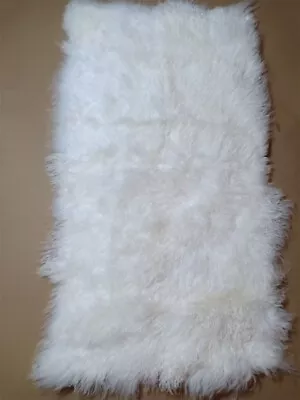 100% Real Mongolian Fur Throw Tibetan Lambskin White Fur Rug Plate Genuine Hide • $66.49