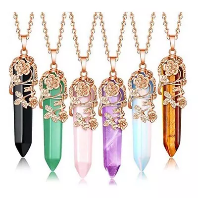Crystal Quartz Gemstone Natural Necklace Decor Pendulum Stone Pendant Crystals • $2.99