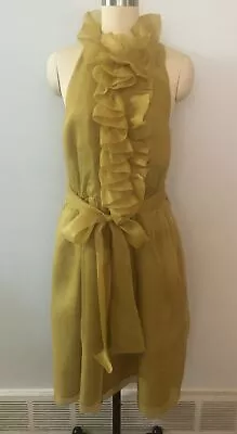 VTG Robert Rodriguez Mustard Yellow Silk Chiffon Wrap Dress Size 10 • $46