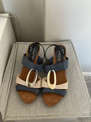 Caprice Blue And Beige Trim Sandals Size 6.5 • £35