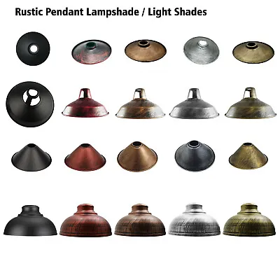 Vintage Industrial Metal Ceiling Light Shade Retro Pendant Easy Fit Lamp Shades • £13.89