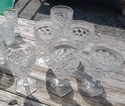 Vintage Fostoria Cubist American Water Or Wine Glasses Goblets Set Of 6 Clear • $19.99