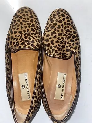 ❤️ Saks Fifth Ave. Mocassin Girls Cheetah 🐆 Sz 35 (US 3 ) In Excellent Condi • $29
