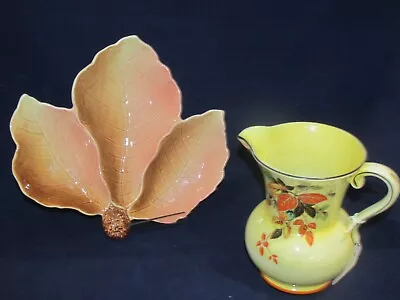 Falcon Ware Jug Art Deco. Plus Royal Winton Leaf Dish • £8