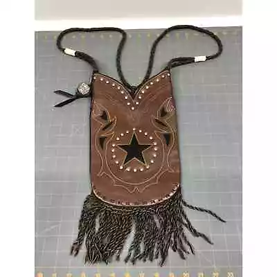 Cowgirl Montana Silversmiths Leather Cowgirl Boot Purse With FRINGE • $29.99