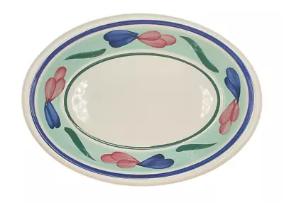 La Primula SRL Italy Blue Pink Green Oval Pasta Serving Dish Bowl • $25