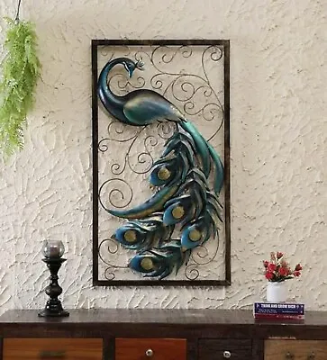 Handcrafted Metal Peacock Wall Sculpture Wall Hanging Home Decor Showpiece Art • $299