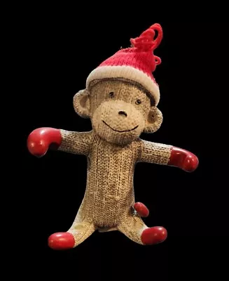 £17.61 • Buy RARE Ceramic Sock Monkey Figurine Red Mittens, Sox & Tail & Knitted Red Hat 7.5 