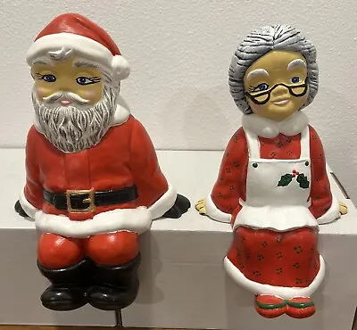 SANTA & MRS CLAUS Shelf Sitter - Vintage Ceramic Christmas Decor Decoration • $19.60