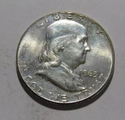 1963 Franklin Half Dollar - AU+/BU Condition - 122SU • $0.99