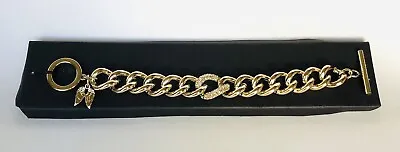 Victoria's Secret Gold Tone Chain Bracelet With Angel Wings Charm & Rhinestones. • $17