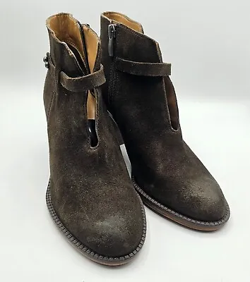 Franco Sarto Womens Elvis Ankle Boots Booties Size 7 Brown Suede Block Heel • $35