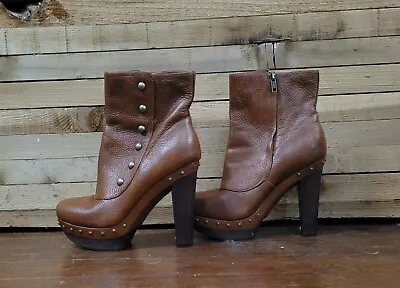 UGG Women's Chestnut Brown Cosima Studded Leather Heel Casual  Boots Sz 8 1/2 M • $70