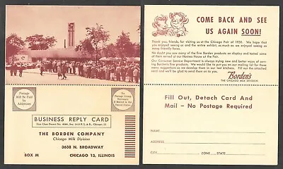 Old Folded Advertising Postcard - Borden's Milk - World's Fair Elsie The Cow • $3.99