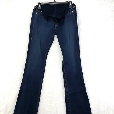 True Religion A Pea In The Pod Medium Wash Twisted Flare Maternity Jeans Size 30 • $29.99