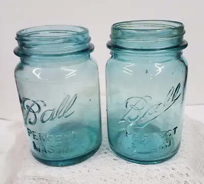 Lot Of 2 Ball Perfect Blue Mason Jars 1913 -1915 Pint Size #1 & #5 • $12.99
