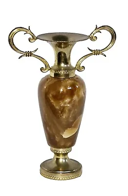 Vintage Small Handled Footed Marble And Brass Urn Vase 4.9 H • $15.90