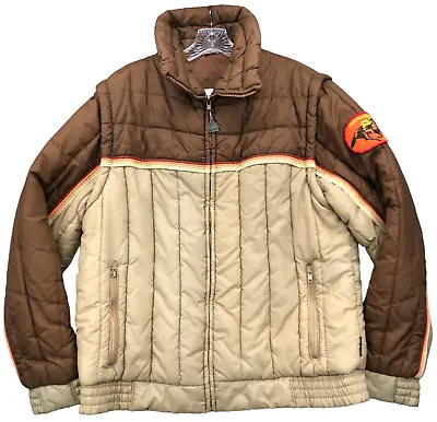 Vintage Pacific Trail Sportswear Jacket Mens L Brown Insulated Puffer 70s Coat • $124.88